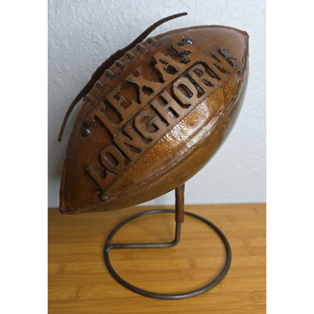 Texas Longhorns Metal Football With Stand Collectible Manning Hook'em Horns